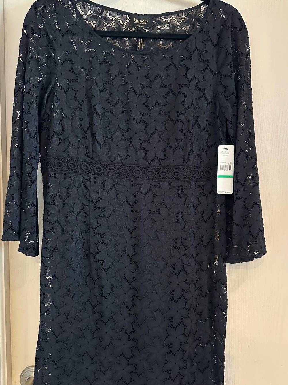 Laundry By Shelli Segal Black Lace Long-Sleeve Sheath Dress